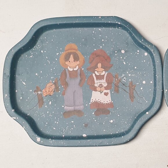Tender Heart Treasures Ltd 1987 Snack Trays Spatter Blue Set of 9 - Picture 14 of 14